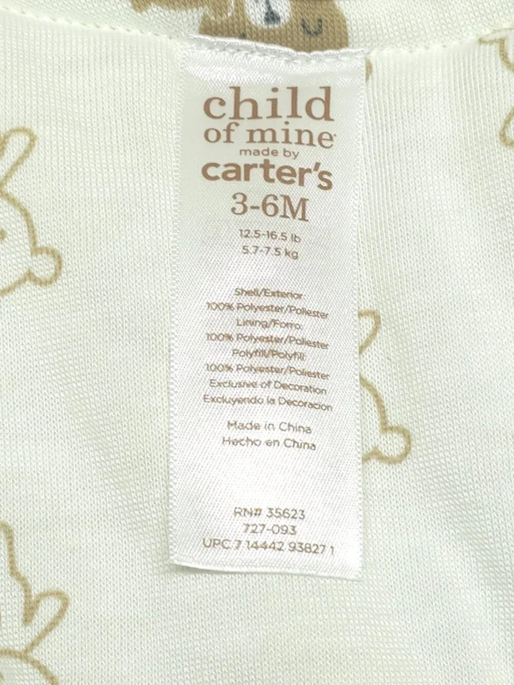 Just One You Carter's White Baby Bunting Bear Hood 3-6M Winter